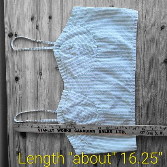 Anthropologie Mint Striped Smocked Crop Top Size L - Picture 10 of 12